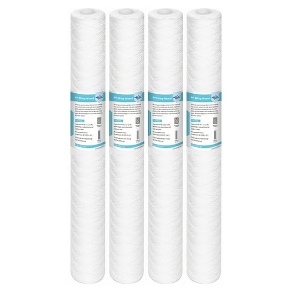 Membrane Solutions 5 Micron 2.5 x 20-inch Sediment Water Filter String Wound Polypropylene Cartridge for Whole House Filter Systems - 6 Pack