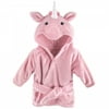 Hudson Baby Infant Girl Plush Animal Face Bathrobe, Pink Unicorn, 0-9 Months