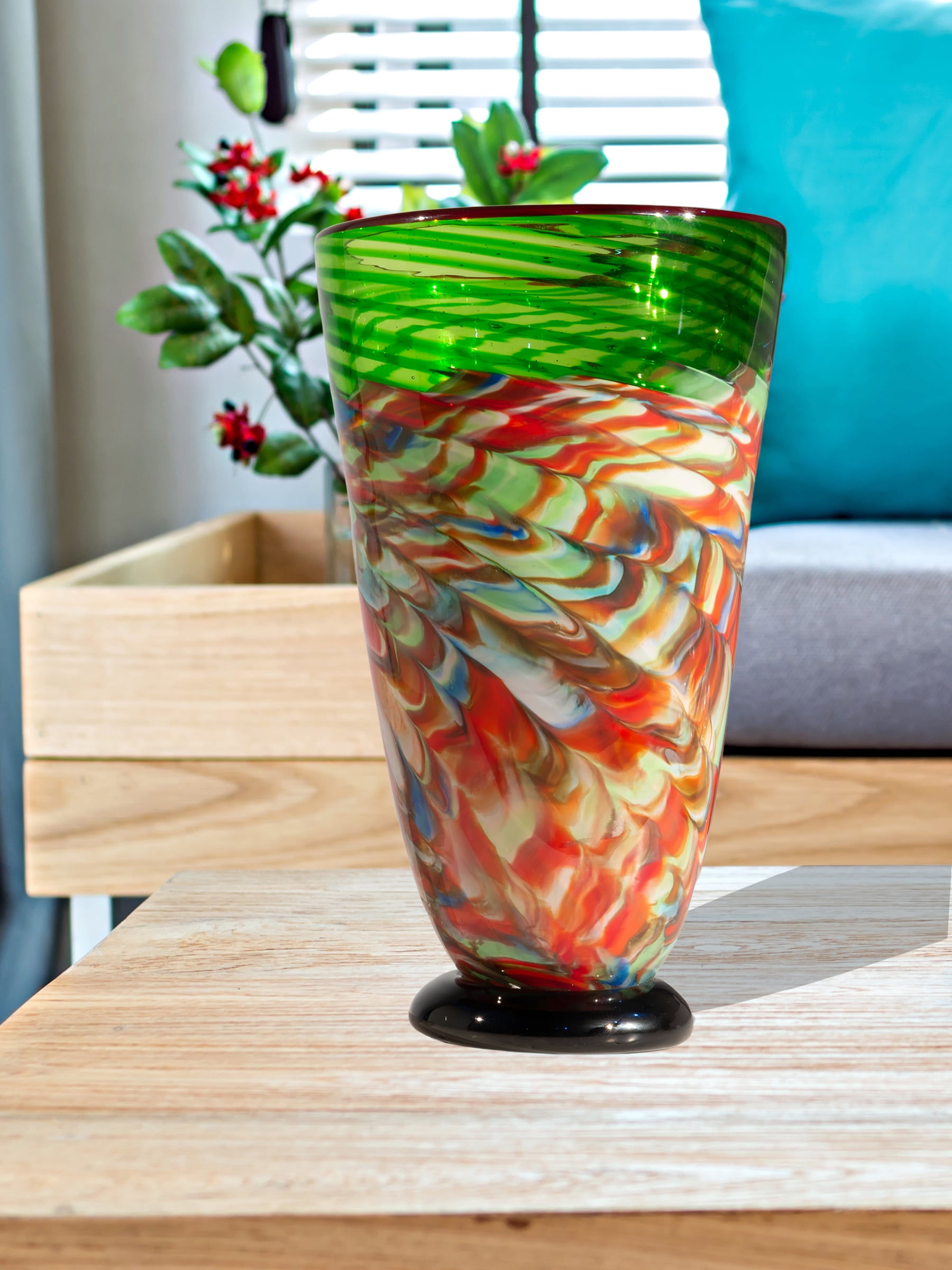 Dale Tiffany 13.75" Multi-color Glass Round Vase