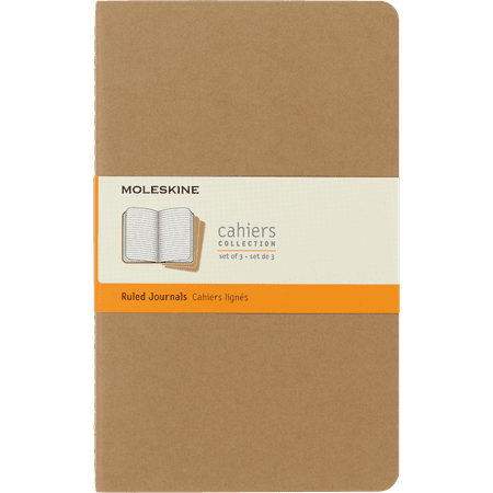 Moleskine Cahier Journals (Set of 3), Large (5" x 8.25"), Ruled, Kraft Brown