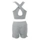 thumbnail image 3 of Gibobby Conjunto de entrenamiento para mujer Trajes de entrenamiento para mujeres Conjuntos de mallas de yoga de cintura alta con sujetador deportivo sin cost(Gris,M), 3 of 5