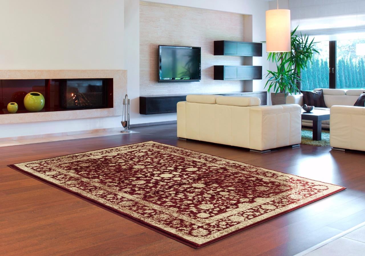 Persian Rugs Distressed Floral Area Rug 2817 Burgundy 8x10