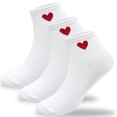 

CUTIE MANGO Women’s Heart Point Mid-Quarter Daily Casual Premium Fashion Cotton Crew Socks Perfect for Gift Fun Lovely Cute Colorful Light-weight Cozy Comfortable Novelty Design (White 3 Pai
