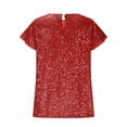 thumbnail image 4 of XIAfhje Women's Sequin Tops Short Sleeve Round Neck Glitter Sparkly Party Blouse Regular Fit Going Out Shirt Clubwear Cocktail Shirt for Night Club Party Performance Costume, 4 of 7