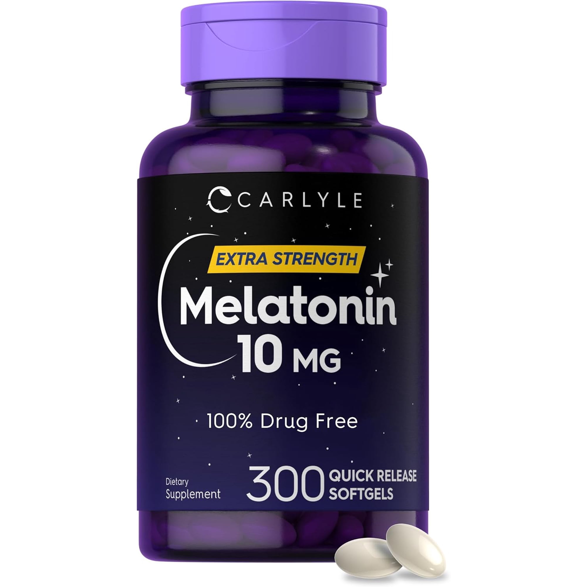 Melatonin 10mg | 300 Softgels | Extra Strength Sleep Aid for Men and Women | by Carlyle