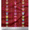 thumbnail image 1 of Soimoi Poly Georgette Fabric Heart & Owl Kids Printed Fabric 1 Yard 42 Inch Wide, 1 of 3