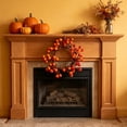 thumbnail image 4 of geerera Fall Orange Berry Candle Ring, Rustic Artificial Berry Wreath for Pillar Candles, Thanksgiving Autumn Tabletop Decor & Centerpiece, 7.9", 4 of 7