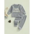 thumbnail image 2 of Bagilaanoe 2PCS Newborn Baby Girl Boy Long Pants Set Letter Embroidery Long Sleeve Sweatshirt Pullover Tops + Sweatpants 3M 6M 12M 18M 24M Infant Casual Sweatsuits, 2 of 8