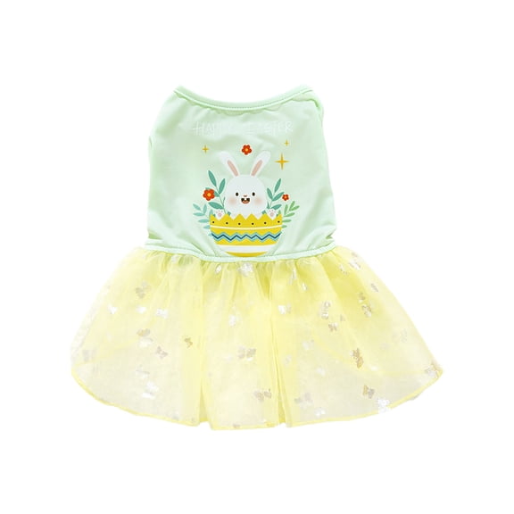 Happy Easter Dog Dress, Rabbit Easter Egg Pet Cat Puppy Dresses Tutu Skirt,Summer Small Dog Girl Shirt Clothes Bunny Costume