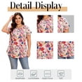 thumbnail image 5 of Cuteduck Women Plus Size Tops Short Sleeve Shirts Casual Floral Print Chiffon Blouses Loose Flowy Crewneck Pleated Top（1X-5X）, 5 of 9