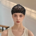 thumbnail image 4 of Unique Bargains 1 Pc Fashion Bead Hollow Wide Headwrap Black, 4 of 5