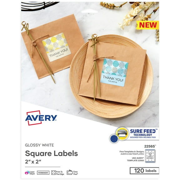 Avery Printable Square Labels, 2" x 2", White, 120 Labels (22565)