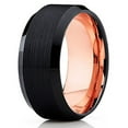 thumbnail image 2 of Silly Kings Rose Gold Tungsten Wedding Band Men & Women Rose Gold Tungsten Carbide Ring Black Tungsten Wedding Band, 2 of 3