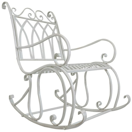 Titan Outdoor Antique Rocking Chair White Porch Patio Garden Seat