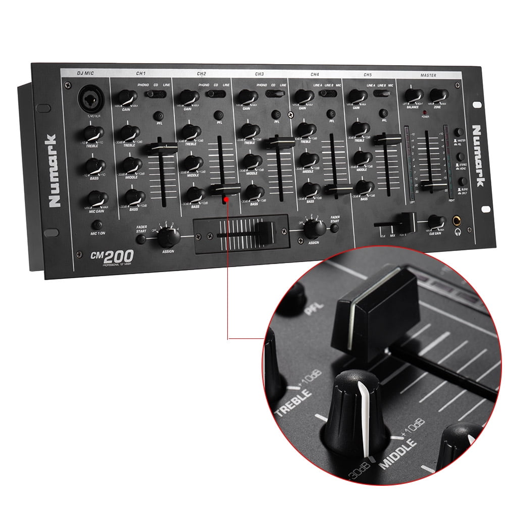 Dcenta Professional 5-Channel DJ Rack Mount Stereo Mixer Mixing Console