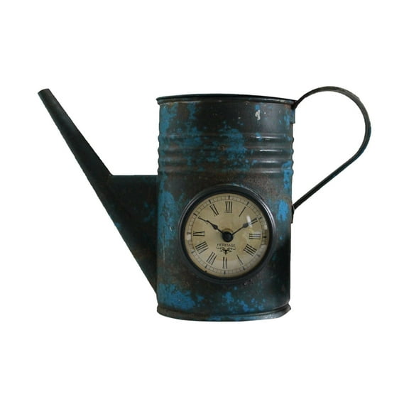 Hand Crafted Table Clock made from Iron Watering Can, Blue