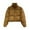 Khaki, variant on successthop Puffer Coat Women Crop Top White Long Sleeve Down Jacket Turtleneck Waist Length Winter Coats Midweight Warm Outerwear Solid Thick Coat Zip Winter Clothes with Pockets Outfits