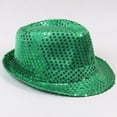 thumbnail image 3 of TSSOE Women Men Sequin Fedora Hat Disco Hat Jazz Dance Hat Hip-Hop Rapper Stage Performance Green One Size, 3 of 4