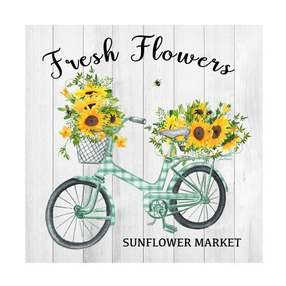 Canvas Wall Art - Jean Plout 'Farm Market Sunflowers D' Wall Art for Living Room, Bedroom, or Office Décor by Trademark Fine Art - 14 x 14 Inches
