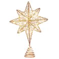 thumbnail image 1 of Yardwe - Adorno para árbol de Navidad con forma de estrella y purpurina, de siete puntas, con alambre de hierro y luces de cadena (oro rosa), 1 of 5