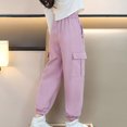 thumbnail image 6 of Zwiiyzr Kids Girls Cargo Pants Casual Loose Solid Color Jogger Pants Streetwear with Pocket and Cuffs Comfortable Work Pants 7-13 Years Pink, 6 of 6