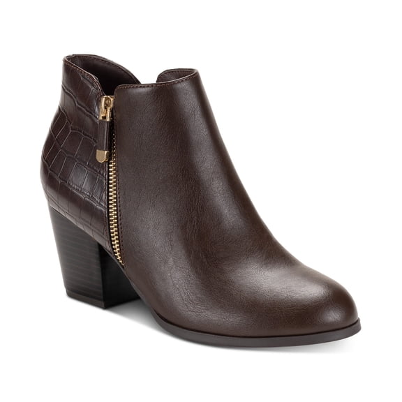 Style Co Masrinaa Block-Heel Ankle Boot Chocolate 7W