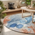 thumbnail image 3 of Small Round Rug 3Ft, Blue Red Seahorse Coastal Non-Slip Washable Circle Rugs Carpet, Summer Beach Coral Nautical Vintage Indoor Outdoor Rug Floor Mats Throw Runner for Bedroom Living Room Bathroom, 3 of 8