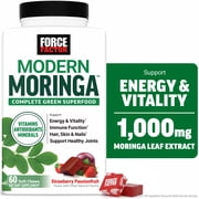 Force Factor Modern Moringa Soft Chews to Support Energy, Hair, Skin, Nails & Immune Health with Antioxidants, Minerals + B Vitamins & Vitamin D, Strawberry Passionfruit, 60 Soft Chews