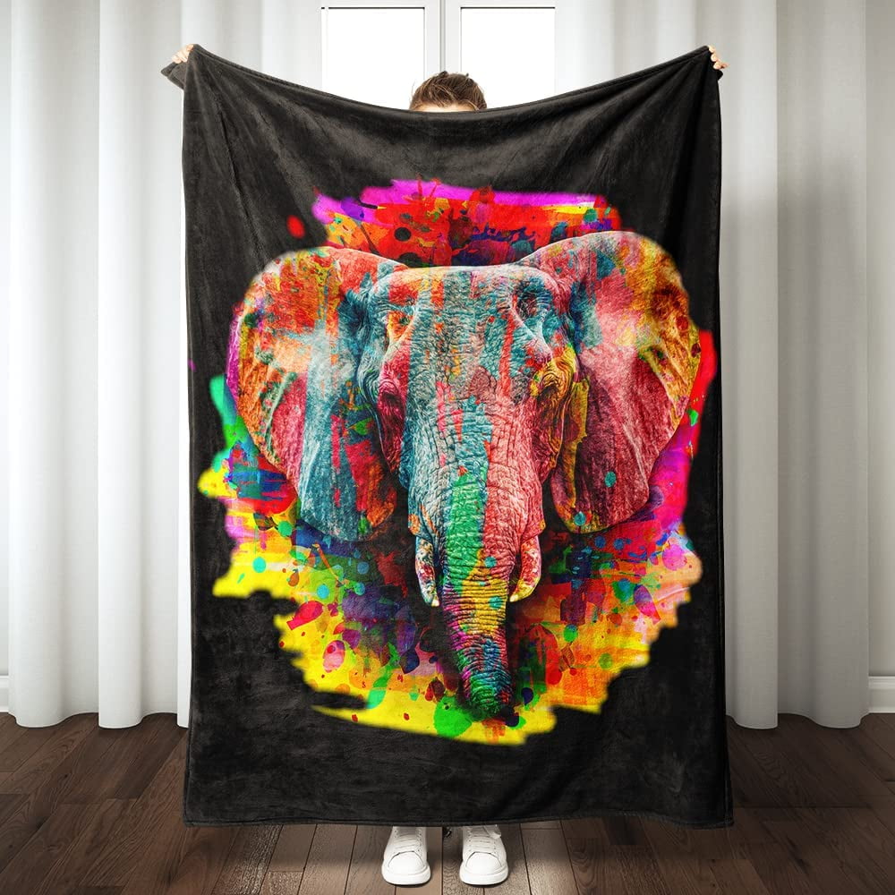 WISH TREE Elephant Blanket Super Soft Warm Elephant Throw Blanket