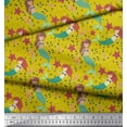 thumbnail image 3 of Soimoi Japan Crepe Satin Fabric Mermaid & Starfish Ocean Print Fabric by Yard 42 Inch Wide, 3 of 3