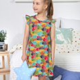 thumbnail image 4 of Balery Colorful Fish 2 Camisón de princesa para niñas, pijama de algodón con mangas abullonadas, suave y bonito.-Small, 4 of 6