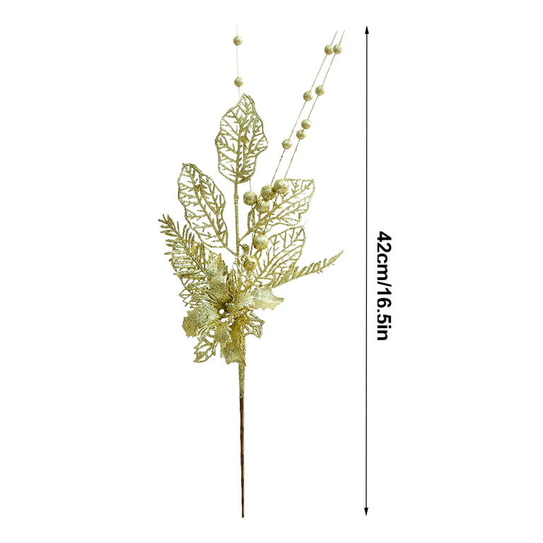 YHDSN 17.71 Glitter Leaves Picks Sprays Artificial Holly Leaves Picks  Stems Wired Twig Stem Fake Bunch for DIY Garland Holiday Christmas Wreath  Ornament (Silver) 