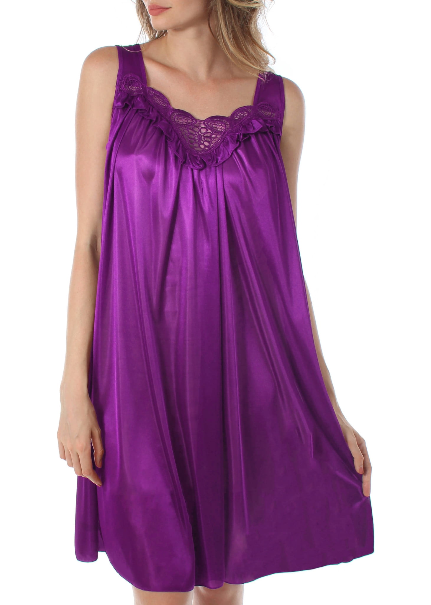 Venice Fashions - Venice Womens' Silky Looking Embroidered Nightgown 06 ...