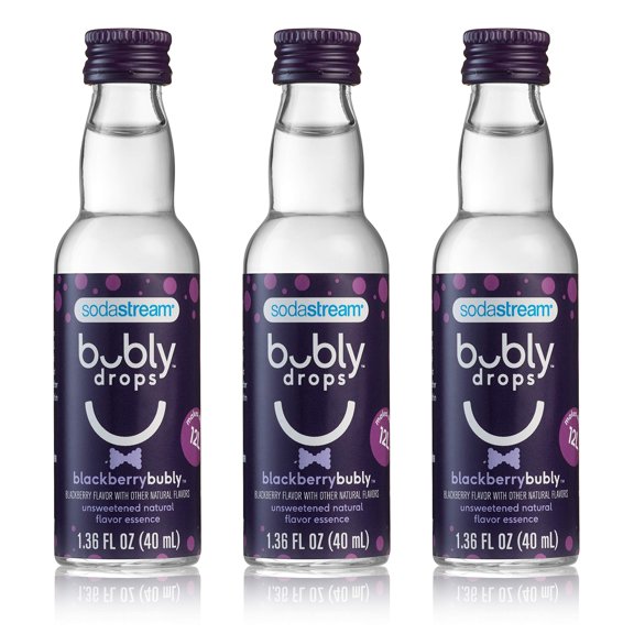 SodaStream - Blackberry bubly Drops, Unsweetened Natural Flavor, No Calories or Sweeteners, Makes 36 cans, Seltzer Flavor, 4 Fl Oz (Pack of 3)