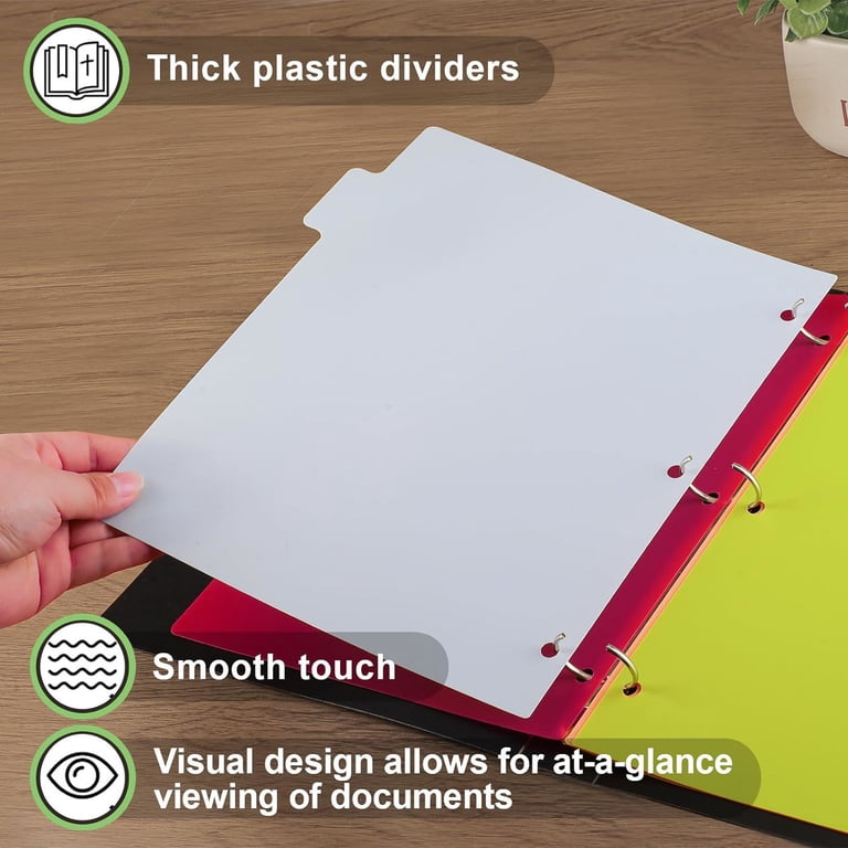 Gisgfim 6-Set Binder Dividers - 48 Tabs Total, 8 Colors, Clear Plastic For 3-Ring Binder, Letter Size