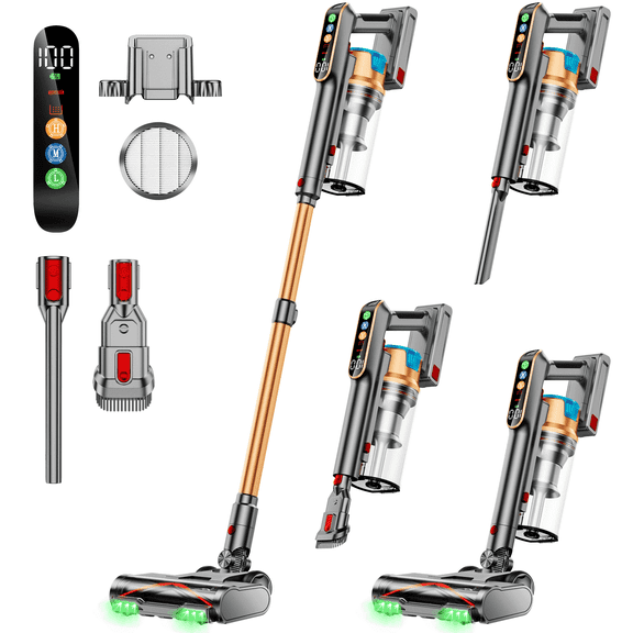 VAKERR Cordless Vacuum Cleaner 550W 55KPA 60Mins 2500mAh Lightweight Stick Vacuum Cleaner for Home Hardwood Floor Carpet Pet Hair