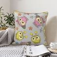thumbnail image 4 of KLL Cartoon Owls Decorative Throw Pillow Covers Velvet Soft for Couch Sofa Bedroom Living Room Outdoor (No pillow core)- 18"x18", 4 of 5