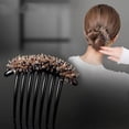 thumbnail image 2 of Peineta con forma de flor de cristal brillante, elegante artefacto para el cabello con cabeza esférica para mujer, peineta con siete dientes para la parte posterior de la cabeza, 2 of 5