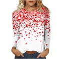 thumbnail image 1 of Cameland Chandails de la Saint-Valentin à Manches 3/4 à Col Rond pour Femmes, Décontractés, Mignons, à Imprimé de Cœur, T-Shirt, Grande Taille, Chandails à Enfiler, 1 of 3