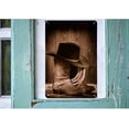 thumbnail image 3 of Rodeo Cowboy Tin Sign Black Felt Hat ATOP Old Ranching Rope in an Antique Wood Barn in Nostalgic Sepia American West Vintage Metal Tin Signs Wall Art Decor for Home Bars Clubs Cafes 8x12 Inch, 3 of 10