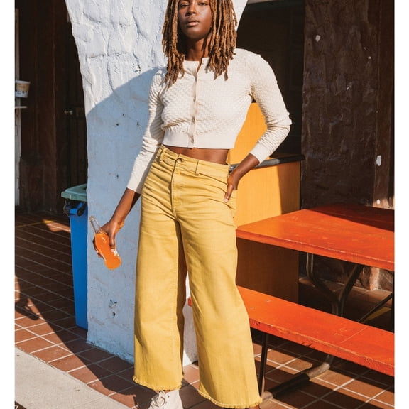 Billabong Womens Corduroy Casual Wide Leg Pants, Orange, 25