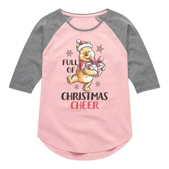 Disney Winnie The Pooh - Full of Christmas Cheer - Toddler & Youth Girls Raglan Graphic T-Shirt