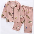 thumbnail image 2 of HAYIMI Boys Cartoon Print Pajama Soft Comfy Loungewear Kids Cozy Home Sleepwear Childrens Two Piece Sleep Long Sleeve Lapel Button Shirts Blouse Tops With Pants Homewear, 6-7 Years, 2 of 7
