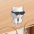 thumbnail image 4 of Clearance Hooks under $5,Cat Key Holder Creative Cat Shape Hooks 2 Pack Adhesive Coat Hooks Cute Cat Hooks With Sunglasses Decorative Cat Hooks For Keys Towel Hat Coat, 4 of 7