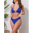 thumbnail image 2 of DARING DIVA Women's Waffle Knit Textured Halter Bikini Set Large Royal Blue, 2 of 6