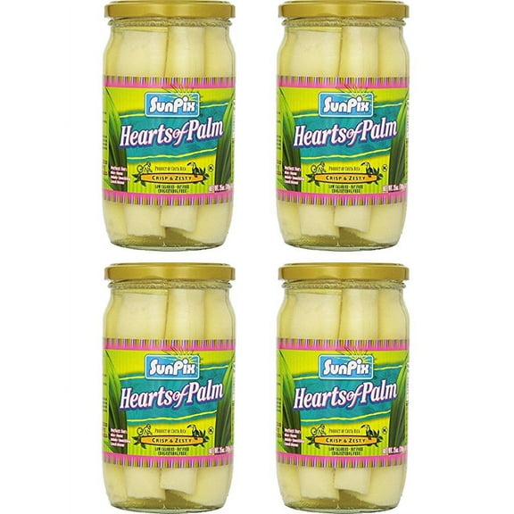 Sunpix Hearts Of Palm, Crisp and KKS1 Zesty, 25 oz Glass Jar (Pack of 4, Total of 100 Oz)