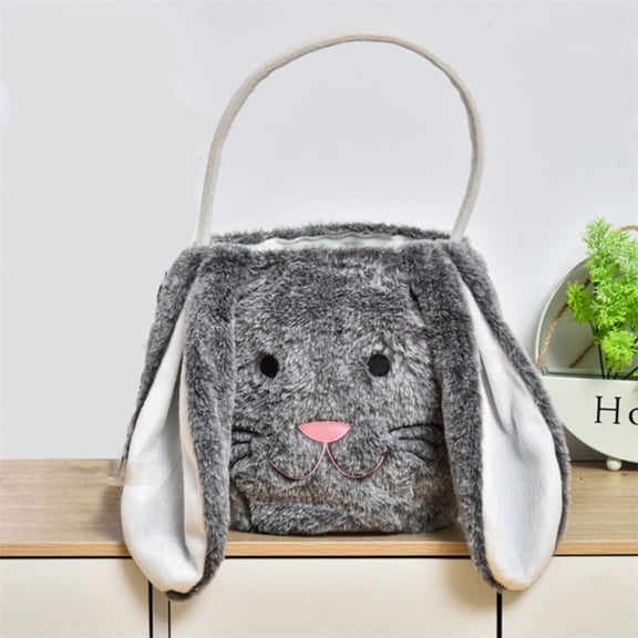 Home Textile Storage,Plush Easter Bunny Basket Easter Buckets With Long Plush Ear Personalized Egg Hunting Easter Bags Bunny Easter Tote Bags For Easter Decorations Candy