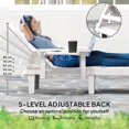 thumbnail image 3 of Ensemble de 2 Chaises Longues d'Extérieur avec Table d'Appoint Pliable, Chaises de Bronzage Inclinables à 5 Positions Réglables, Conception Imperméable en Polypropylène Semblable au Bois pour Patio, Jardin Ou Piscine, Blanc, 3 of 7