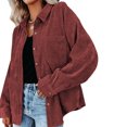 thumbnail image 2 of Guardurnaity Camisa de mujer Botón casual Top Pana Camisa de mujer Blusa casual Abrigo de otoño Prendas para la parte del cuerpo Vino rojo XL Guardurnaity AP003114-16, 2 of 6