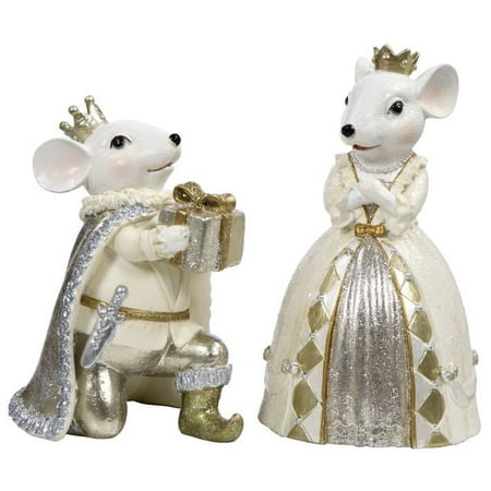 Royal Mouse Couple Kneeling w Gift